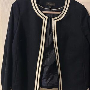 Talbots Navy & Ivory Cotton Jacket Size 14